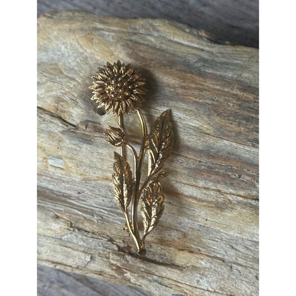 BMCO MMA Sunflower Sterling Silver Brooch Pin 3" Long Vintage Jewelry - Picture 7 of 7